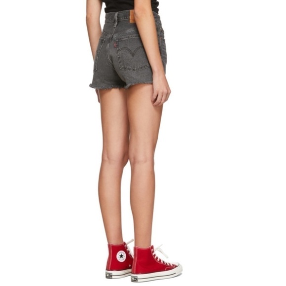 LEVI’S 501 DISTRESSED GRAY JEANS SHORTS - Picture 3 of 11